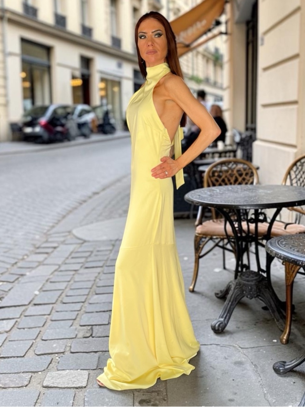 VOW’D Matte Satin Cocolove Apparel Yellow Backless Gown Size S Wedding, Prom NWT